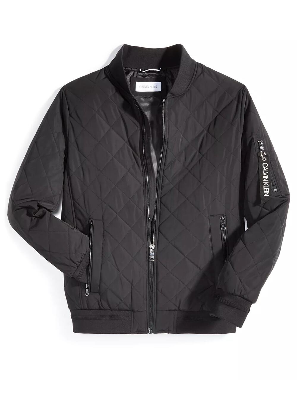 Men's Quilted Baseball Bomber Jacket with Rib-Knit Trim